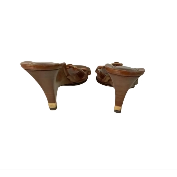 🔥EUC Louis Vuitton Mule  Wooden Heels Slides Sandal  Leather - Picture 10 of 14